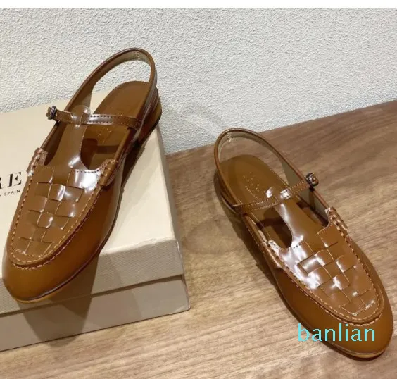 Sandal Designer Dam fyrkantig tå knuten boll Sandal fyrkantig tå Fisherman Sandal Slide Asymmetrisk Tofflor