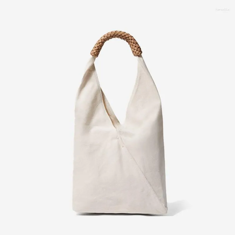 イブニングバッグシンプルでスタイリッシュなキャンバス女性ショルダーホーボー財布環境に優しいブランドトートハンドバッグ織ハンドル小さなポーチ