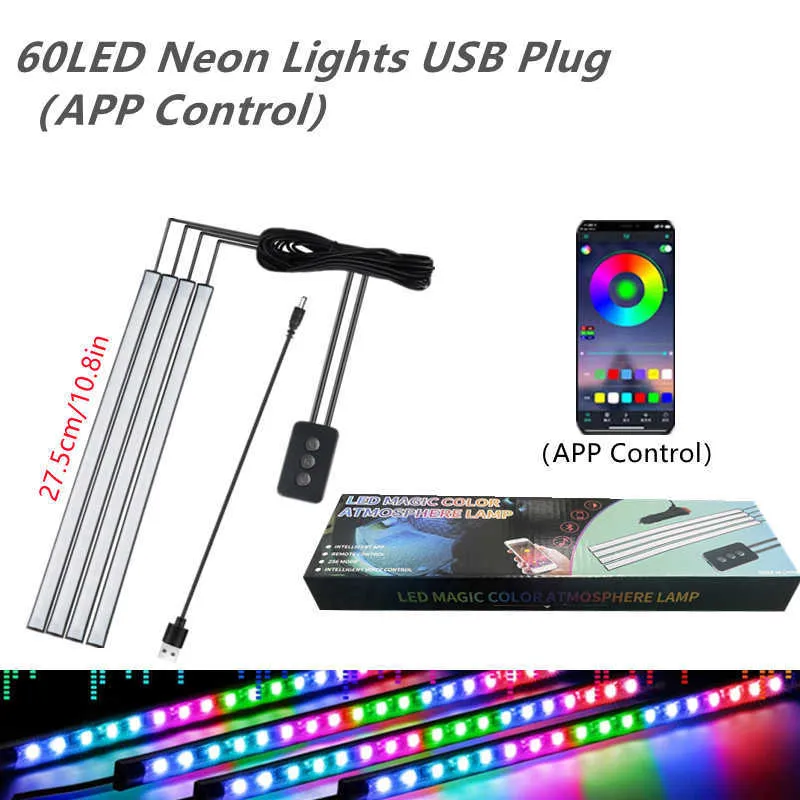Programmable Neon Led Car Interior LED Light Strips With USB, Wireless Remote & Music Control ...