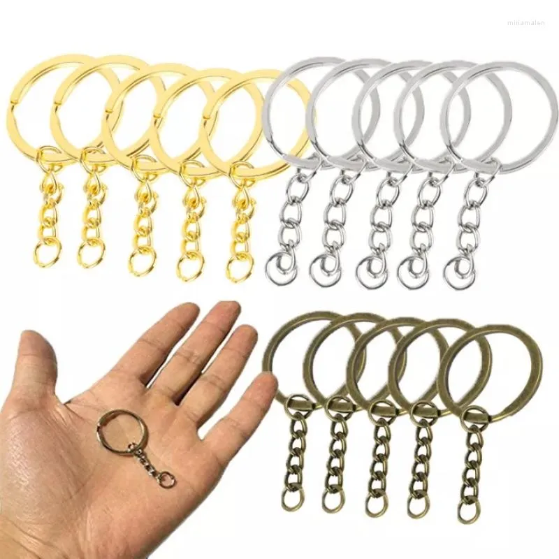 Anahtarlıklar 5 adet gümüş kaplama metal boş bafak Anahtarlama Anahtar zincir bölünmüş halka Keyfob anahtar tutucu halkalar kadınlar erkekler diy zincir aksesuarları