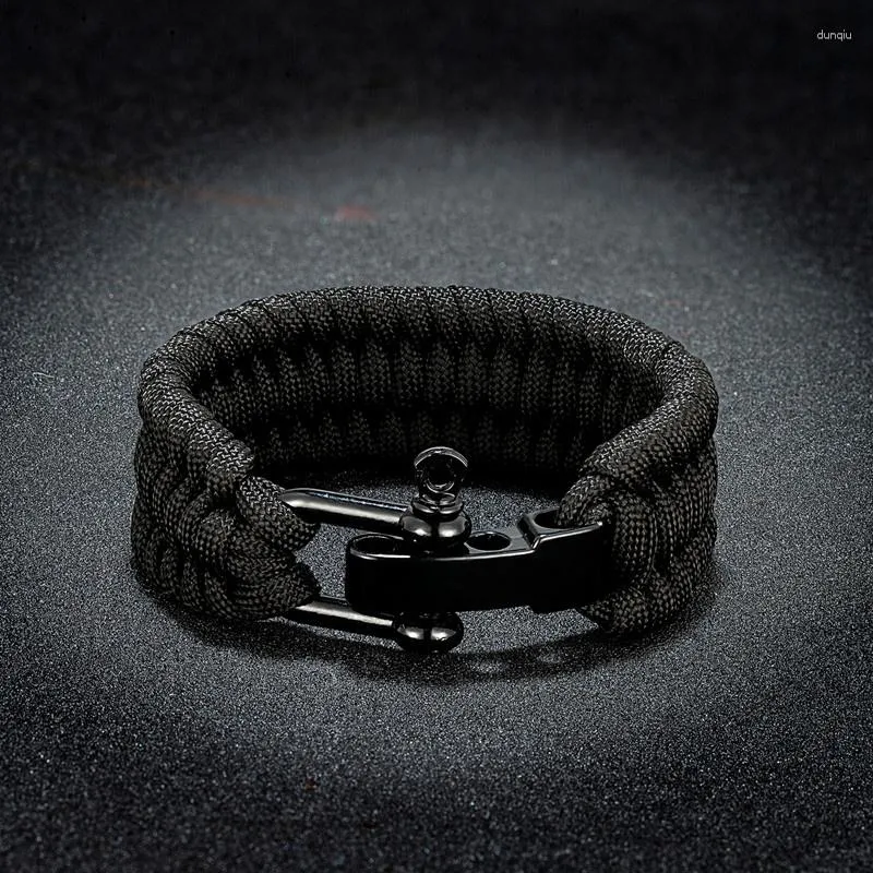 Charm Armbänder Mode Outdoor Sport Klettern Seil Kette Für Männer Fallschirmschnur Paracord Notfall Armreif Schmuck