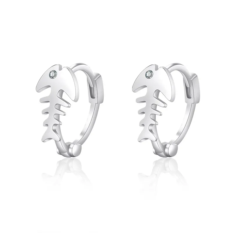 Vintage Fashion Fishbone Design Hoop Earrings for men and Women Unisex Earring Jewelry