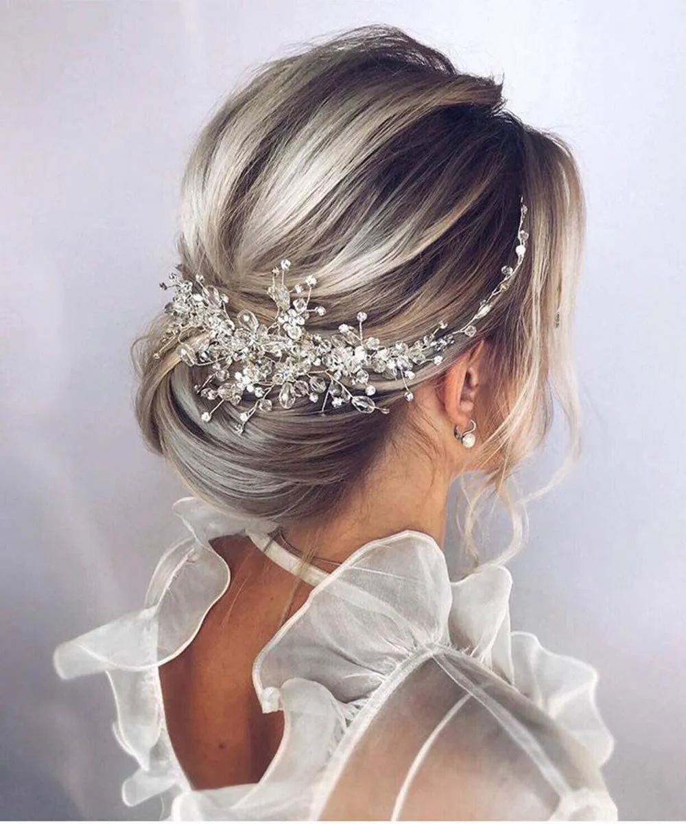 1 pièce Chapeau de mariée à large bord unique et luxueux avec pendentif