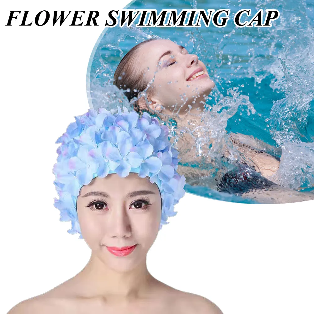 Handmade 3D Flower Petal Swim Cap For Women Soft, Breathable, And