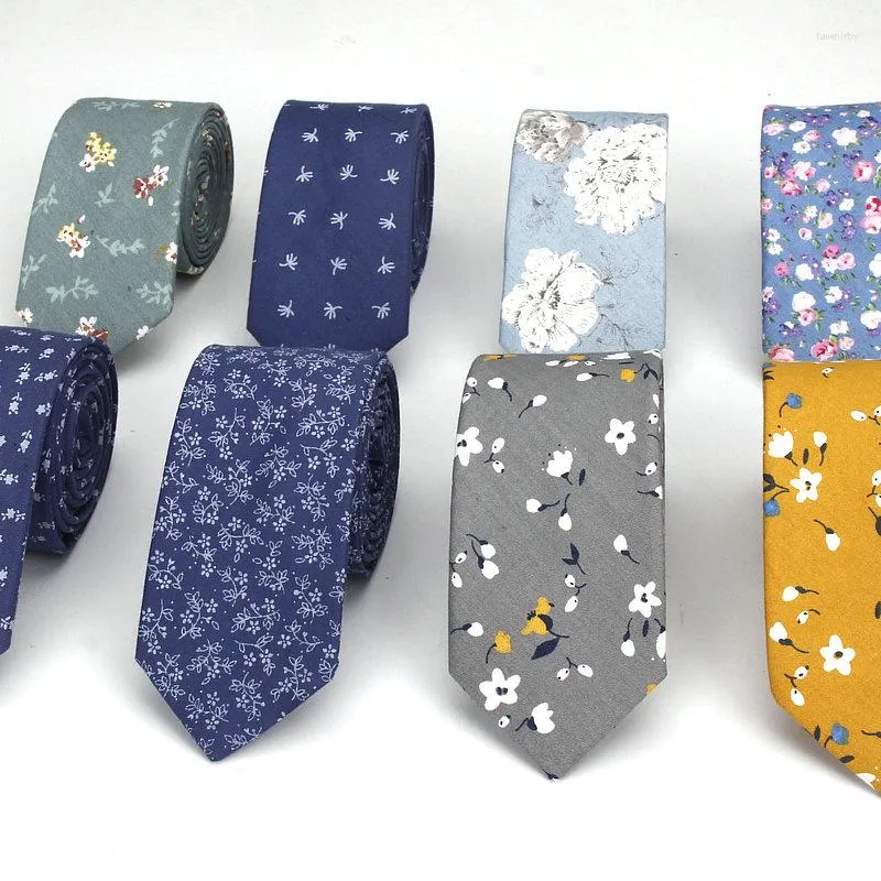 Pajaritas Marca Hombres Cuello floral para hombre Algodón casual Corbata delgada Gravata Boda delgada Corbatas de negocios Diseño Hombres