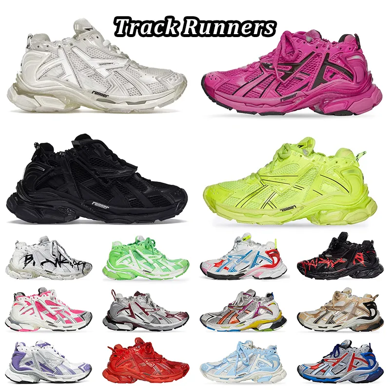 Track Runners 7 Women Mens Designer Casual Shoes Leather Free White Black Platform Sneakers Marka Graffiti Deconstruction Tracks Trainers Runner 7.0 Transmit sense