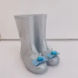 Boots MINI DD Children's Rain Boots Girls Princess Shiny Waterproof Shoes Baby Kids Non-slip Middle High Rain Boots 230701
