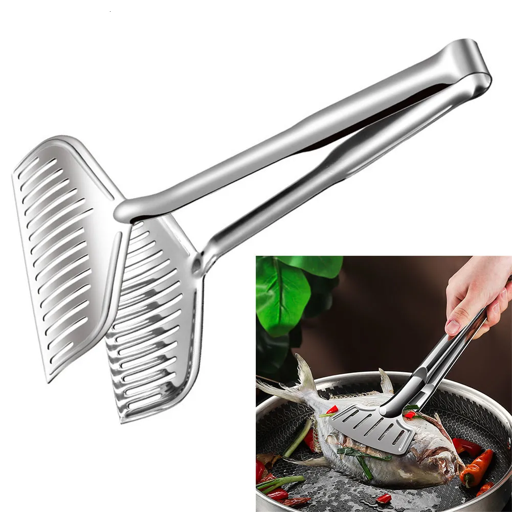 Barbecue Grills Barbecue Pinces De Cuisson En Acier Inoxydable Poisson Frit Retournant Spatule Clip Pour Boeuf Steak Pain Griller Outils 230706