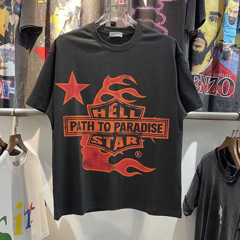 T-shirts de roupas de moda de grife American Street manga curta Hellstar High Edition estampada camiseta de algodão puro criativa camiseta de manga curta para homens e mulheres Roc