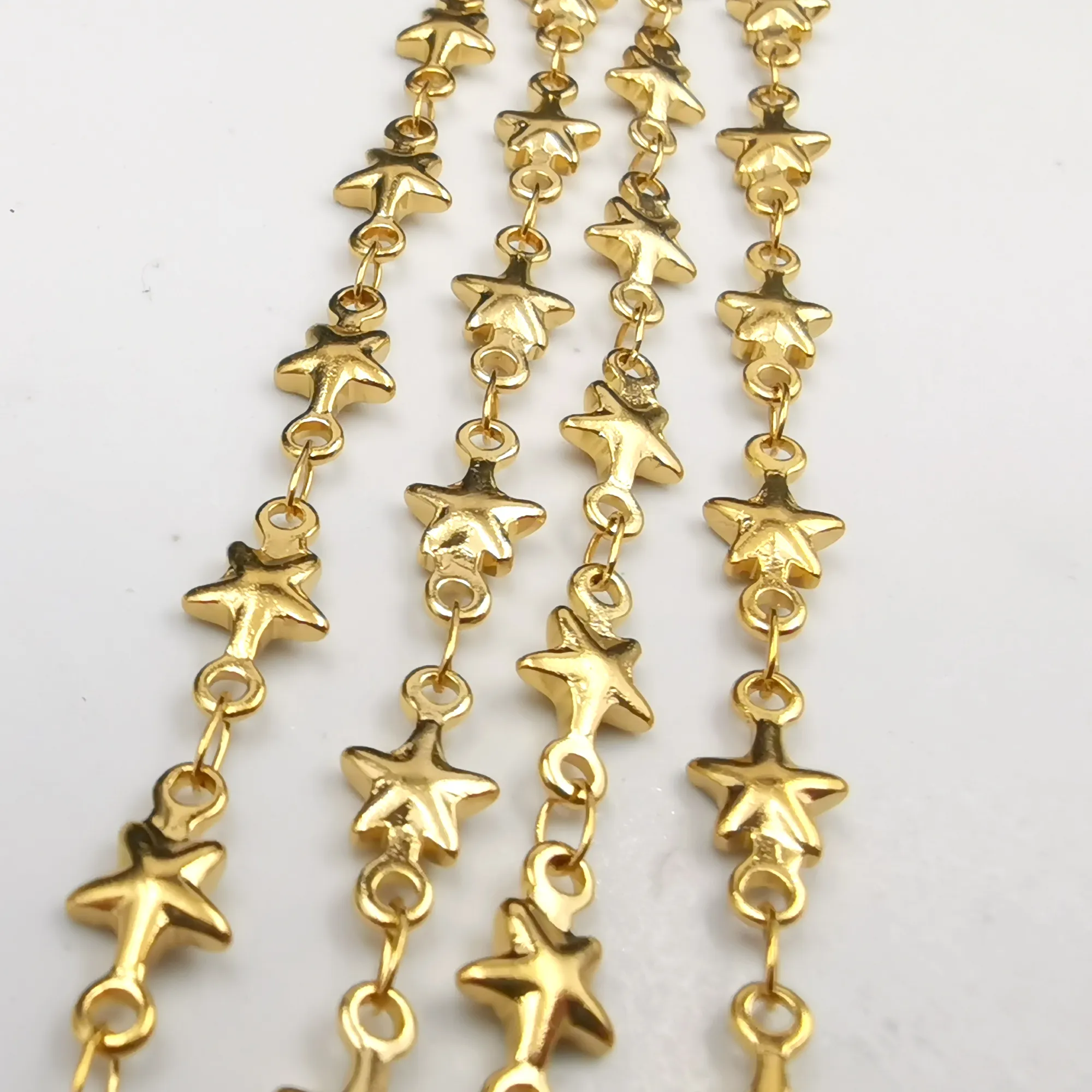 5meter Lot in Bulk 5mm Gold Stainless Steel Chains Welded Star Link Chain Roll Necklace Jewelry Findings Making DIY