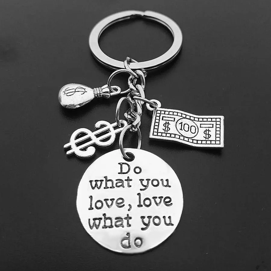 ファッションI LOVE Money Key Chain Jewelry Metal Abacus Calculaturagular Bag Purse Dollar Dollar Pendant Key Ring Accountant Gift