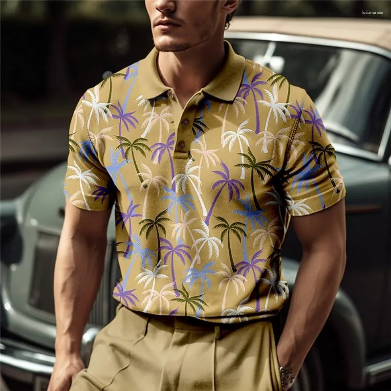 Herenpolo's Hawaiiaans shirt voor heren Reverspolo Mode Strand Kokospalm Tee Vakantie Tops Korte mouw Heren Losse kleding