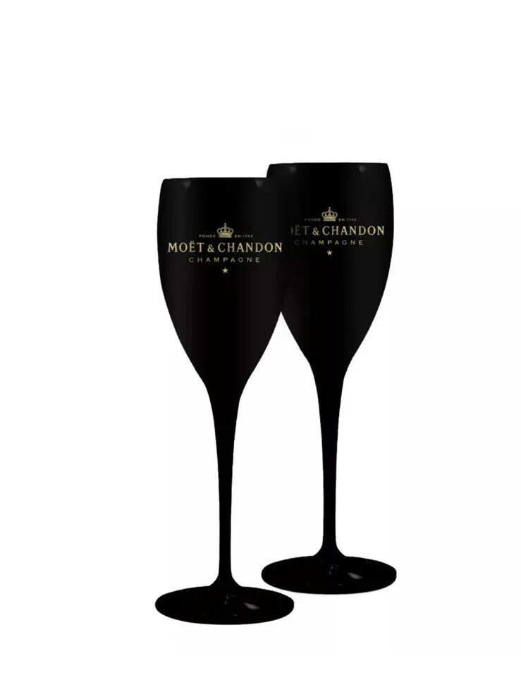 Moet Chandon Set schwarze Champagnergläser/Flöten – brandneu