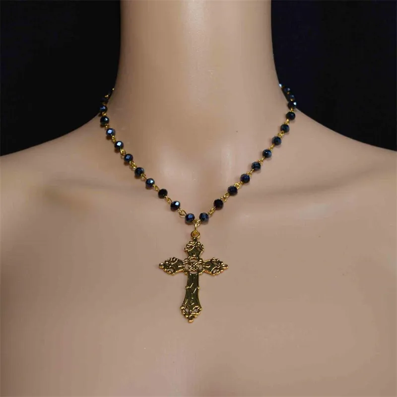 Collana sottile da uomo con pietre Spinello nero e Pirite naturali