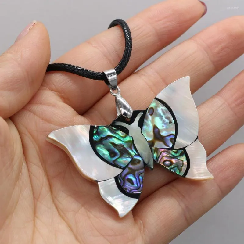 Hänge Halsband Butterfly Natural Shell Halsband Söt Vit Abalone För Kvinnor Jewerly Present Längd 55cm