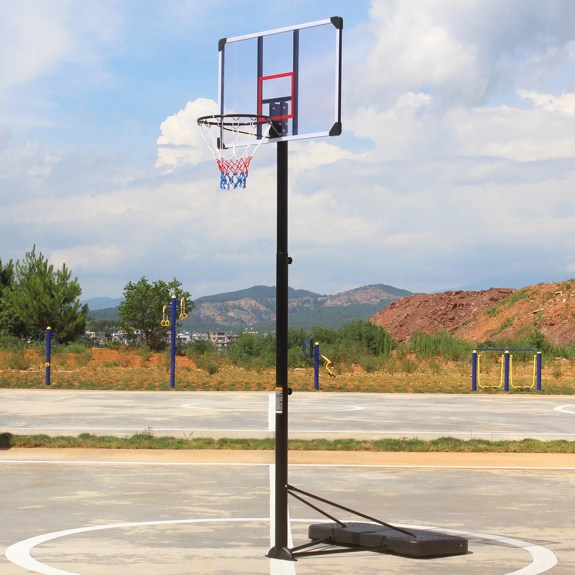 Support de basket-ball réglable en hauteur avec système de cerceau de basket-ball portable pour adolescents adultes intérieur extérieur avec roues, panneau arrière de 43 pouces