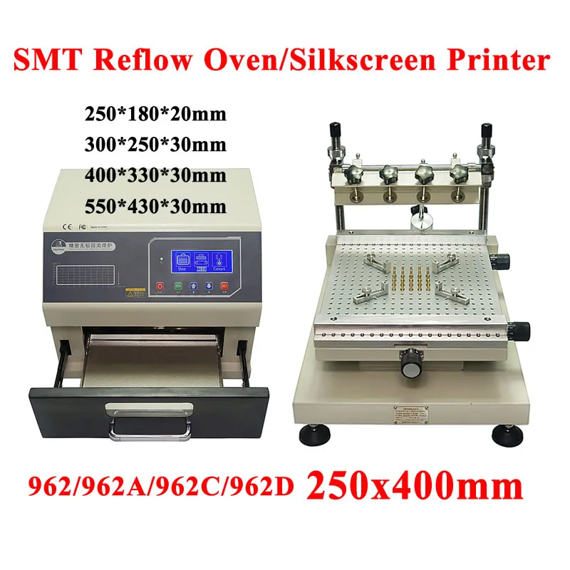 Silkscreen Printer Chip Repair Solder Paste Printer Digital Display with Programmable SMD SMT Reflow Soldering Oven 700W 1600W