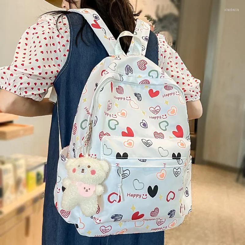 Schultaschen Damen niedlich Cartoon Druck Mädchen Reise Büchertasche trendige Frauen Laptop Freizeit weibliche College-Rucksack Kawaii