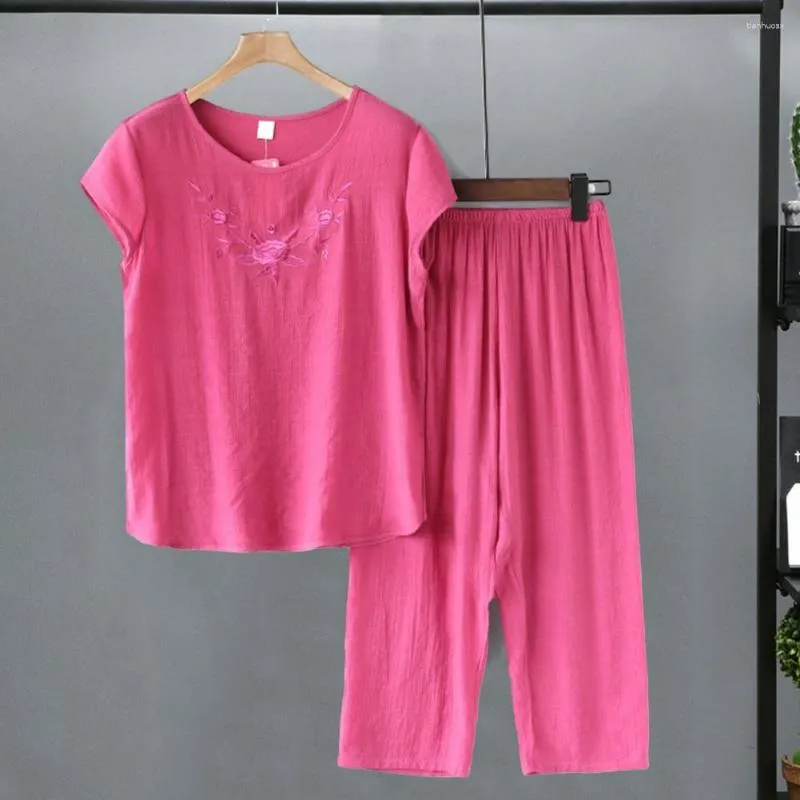 Zestawy do biegania damskie piżamy ubrania domowe dorywczo zestaw bielizny nocnej piżamy z krótkim rękawem do piżamy bawełniana pościel Pijamas XL-4XL