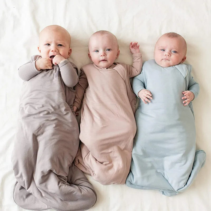 Slaapzakken Bamboevezel Baby Zomertas Zachte Comfortabele Rits Zuigeling geboren Slaapzak Mouwloos voor Kinderen 230705