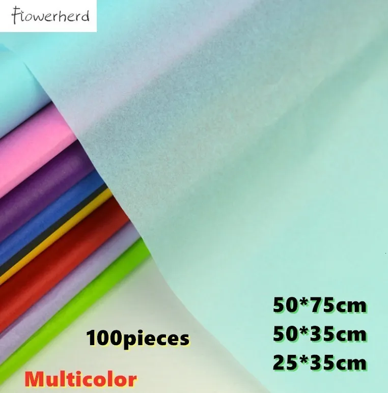 Verpakkingspapier 100packlot 50x70cm DIY Tissue Paper Craft Paper Kledingverpakking Bloemboeket Inpakpapier Cadeauverpakking Plakboekpapier 230706