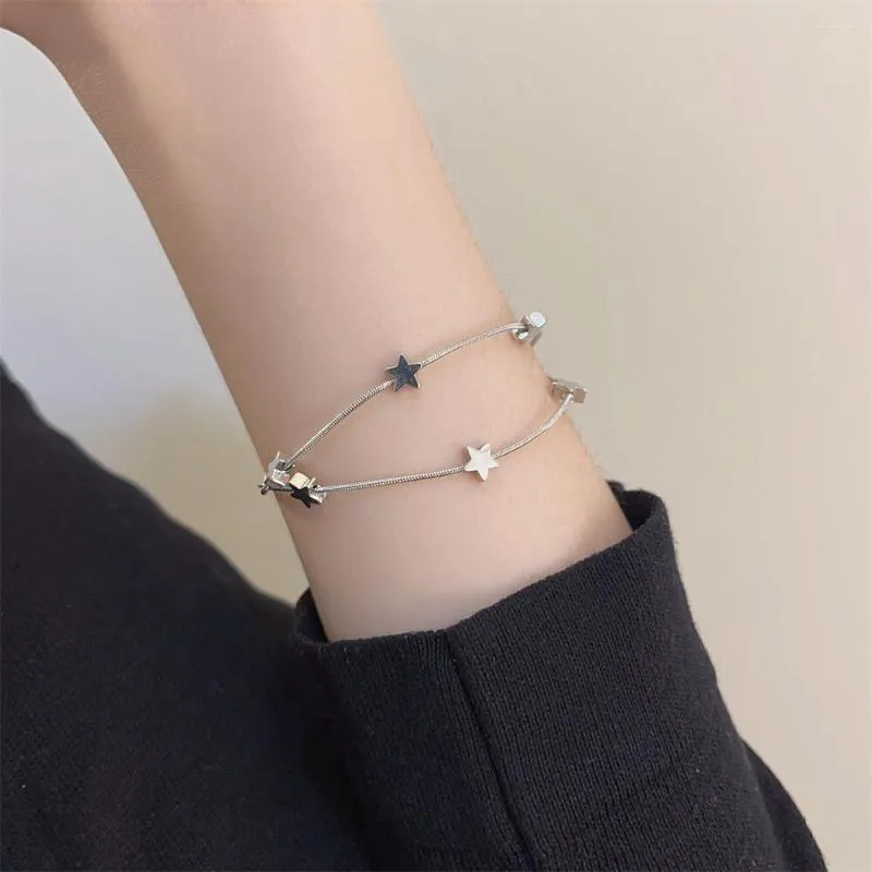 Braccialetti di collegamento Dolce stile cool Catena a doppio strato Semplice pentagramma per amico Creativo Y2k Estetica Personalità Accessori alla moda