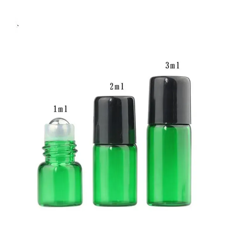 1 ML 2 ML 3 ML Vide Ambre Verre Huile Essentielle Roll On Bouteille avec Boule En Métal En Acier Inoxydable pour Huiles De Parfum sortie d'usine