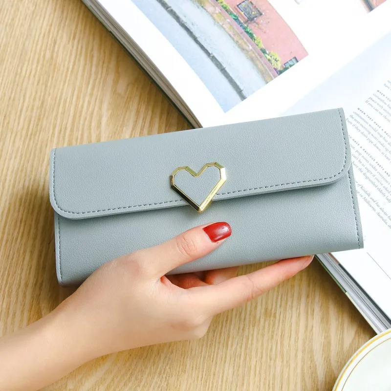 1PC Women Long Wallets Purses Luxury Love Heart Wallets for Ladies Girl Money Pocket Card Holder Female Wallets Phone Clutch Bag