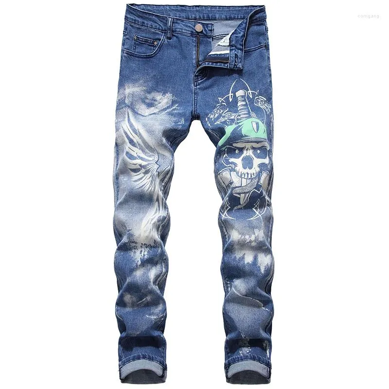 Jeans för män Mode Denim Normal passform Herr Stretchbyxor i bomull Cowboybyxor Märke hög kvalitet Plus Size Street Young