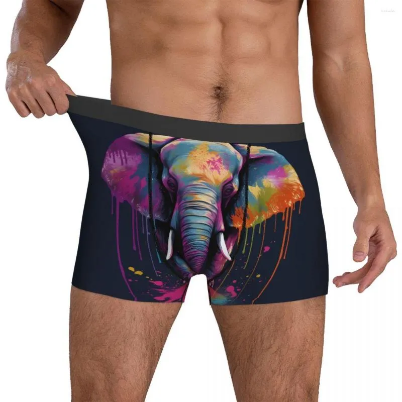 Kalsonger Elefant Underkläder Psychadelic Grafitti Shorts för män Trolig Trunk Trenky Custom Plus Size