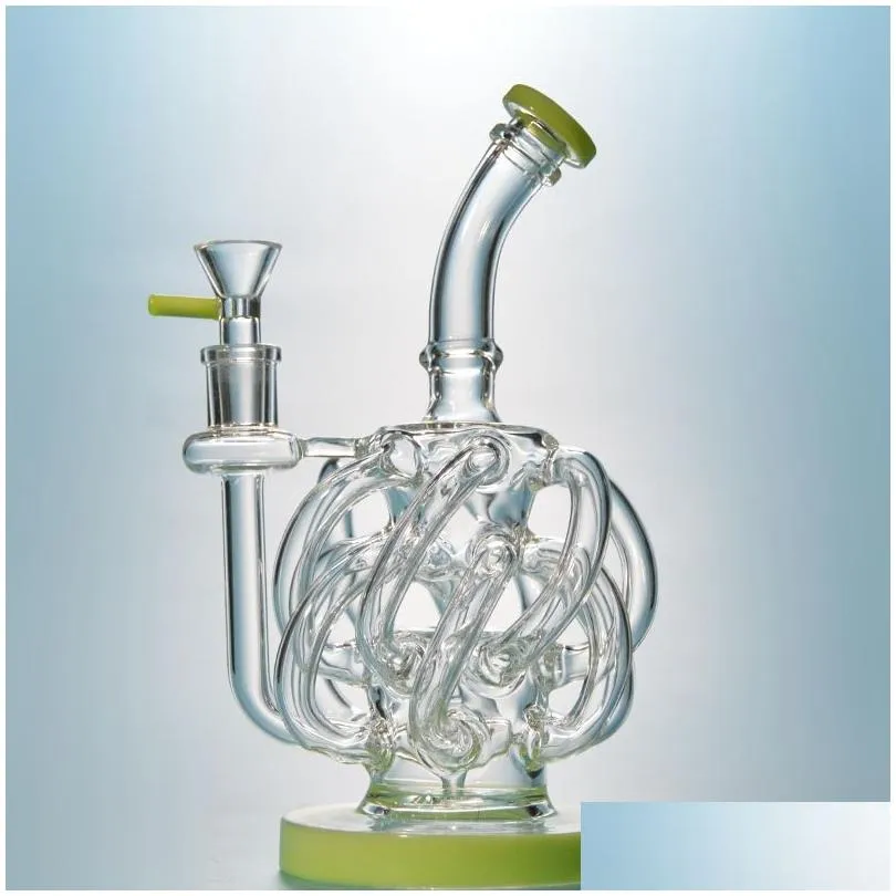 Pipe da fumo Super Vortex Glass Bong Dab Rig Narghilè Tornado Cyclone Recycler Rigs 12 Recyclers Tube Water Pipe 14Mm Joint Bong Wi Dhafh
