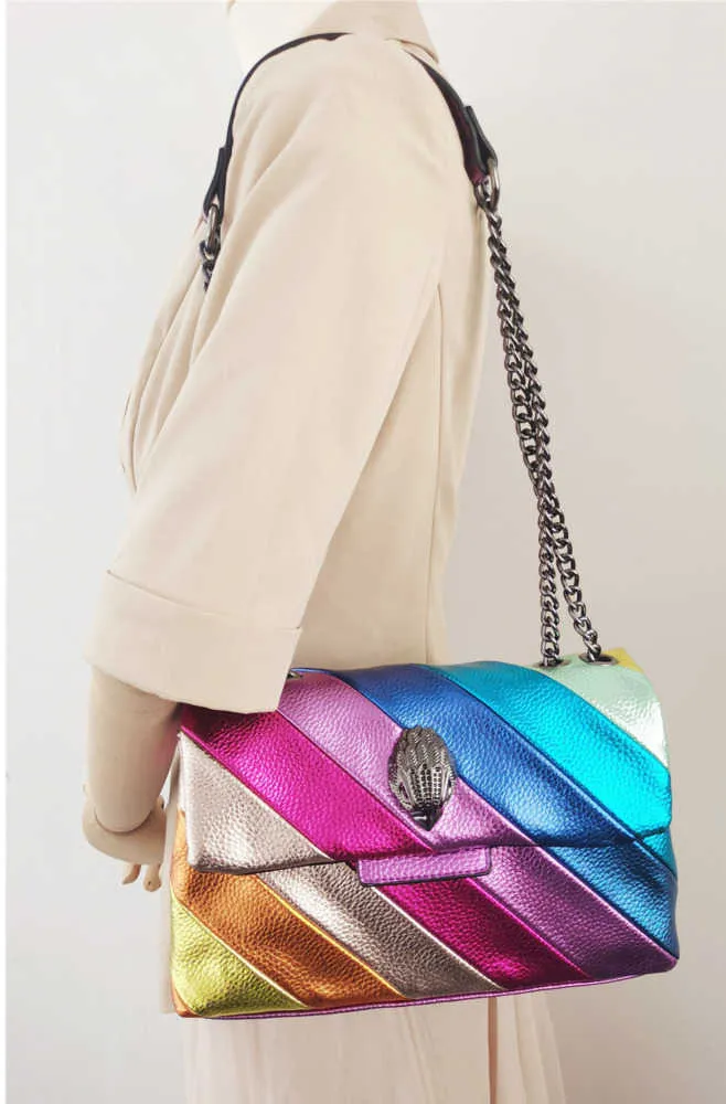 Eagle Head Kurt Geiger Bag Rainbow Dames Handtas Jointing Kleurrijke Cross Body Patchwork Clutch Eenvoudige stijl