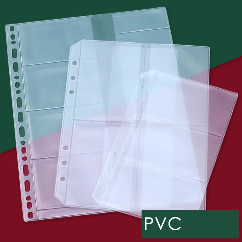 A6 Notebook PVC Notes Leaf Zipper Bags Plastic Business Card Sheets Bag QMR15C