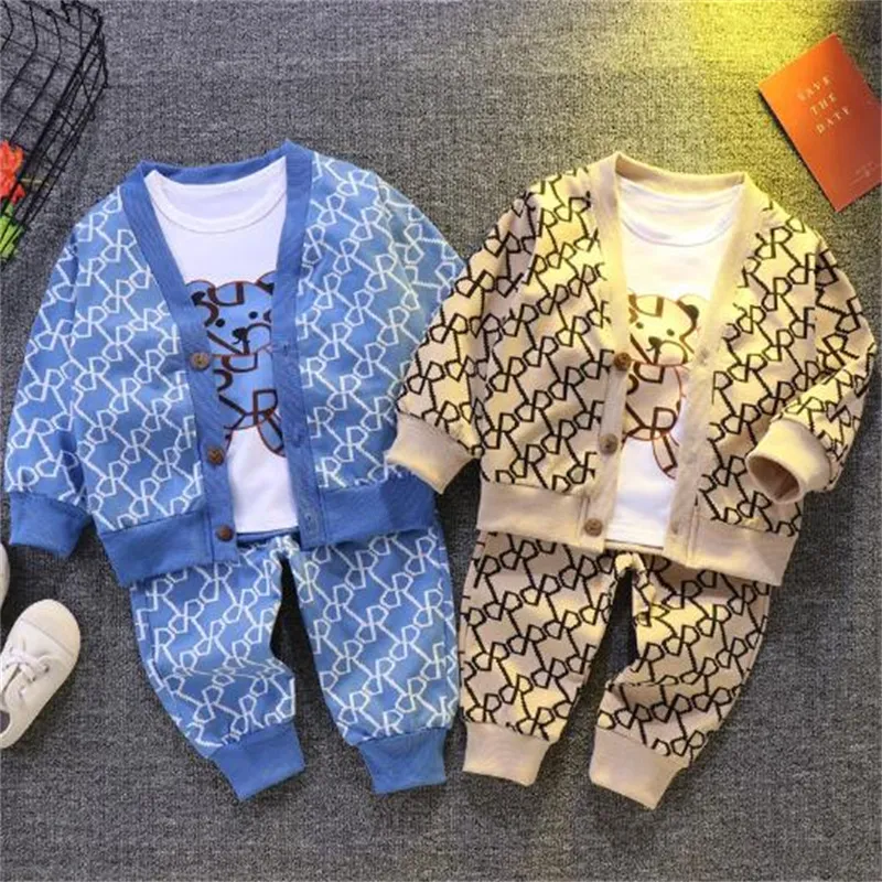 Moda tasarımcıları erkek giyim setleri mektup beyzbol eşofman ceket tişört pantolon spor takım elbise lüks çocuk bebek kıyafetleri çocuk giysi
