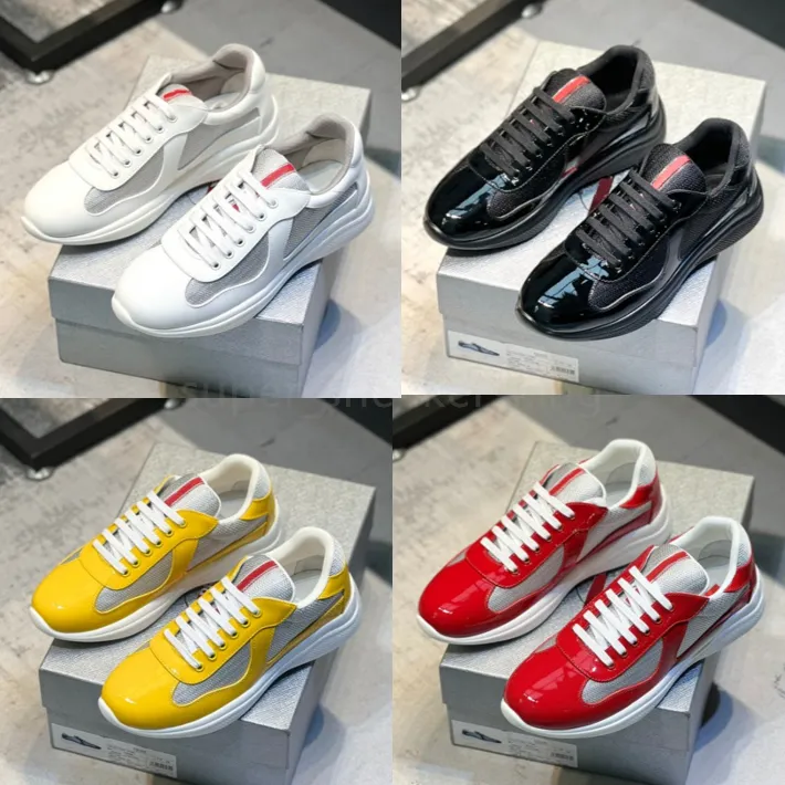 2023 Designerskor Herr Löparskor America Cup Xl Läder Sneakers Läder Platta Sneakers Svart Vit Röd Mesh Snörning Casual Skor Med låda storlek 38-46