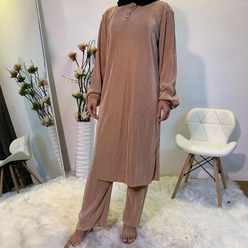 Etniska kläder Mubarak Abaya Dubai Turkiet Hijab Muslim Sets Klänning Indien Amerikansk islam För kvinnor Musulman Ensembles Kaftan Ramadan Eid