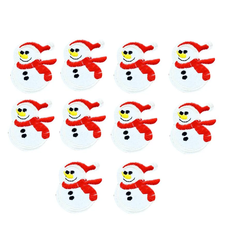 10 Stück Weihnachts-Schneemann-Stickerei-Patches für Kleidung, Taschen, DIY, zum Aufbügeln, Transfer-Applikations-Patch für Kleidungsstücke, zum Aufnähen von Stickereien, Bad249k