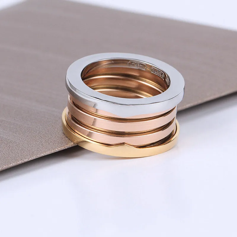 Luxur Design Titanium Steel Ring Silver Rose Gold Fashion Ring for Lovers White Black Ceramic Par Ring for Giftcatier
