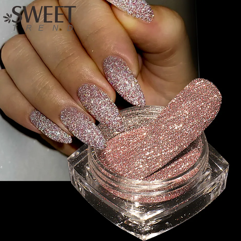 Nail Glitter Schittert Reflecterende Roze Nagel Glitter Poeder Kleurrijke Kristallen Pailletten Chroom Pigment Gel Polish Nagel Decoratie SWFG 230705