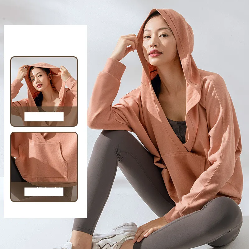 Lu Hooded Pullover Women Spring and Autumn V-Tech Long Sleeve Sweater Yoga Jacket