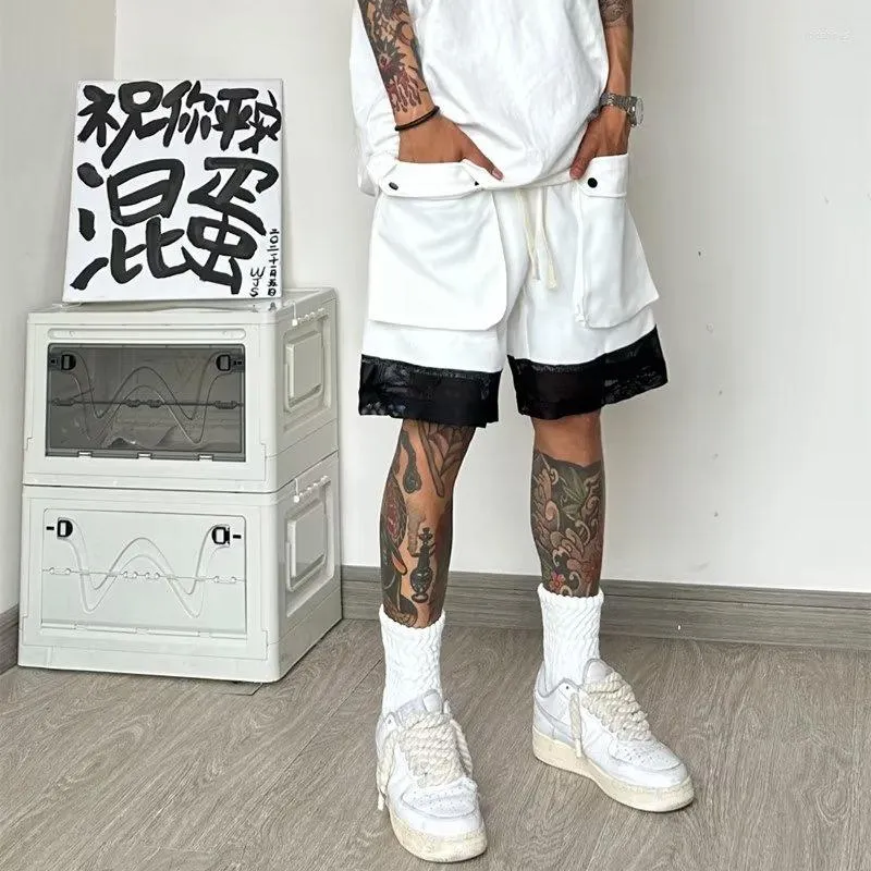 Men's Shorts Summer Black White Men Fashion Casual Pocket Cargo Streetwear Hip Hop Loose Sports Mens Joggers M-3XL