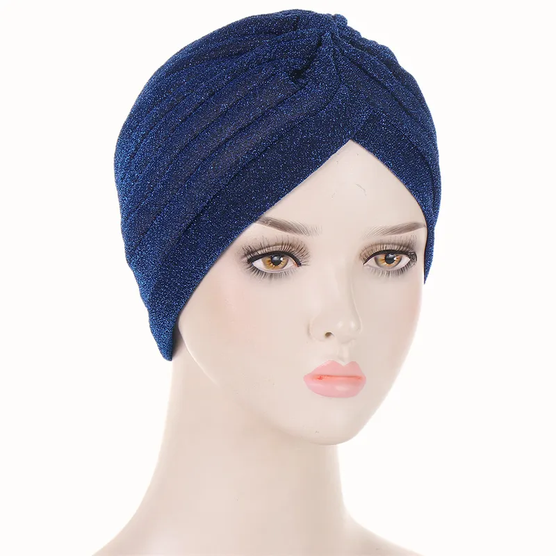 Gorro musulmán suave con brillo, hiyab Abaya para mujer, gorro turbante instantáneo para mujer, gorros árabes con purpurina Lurex