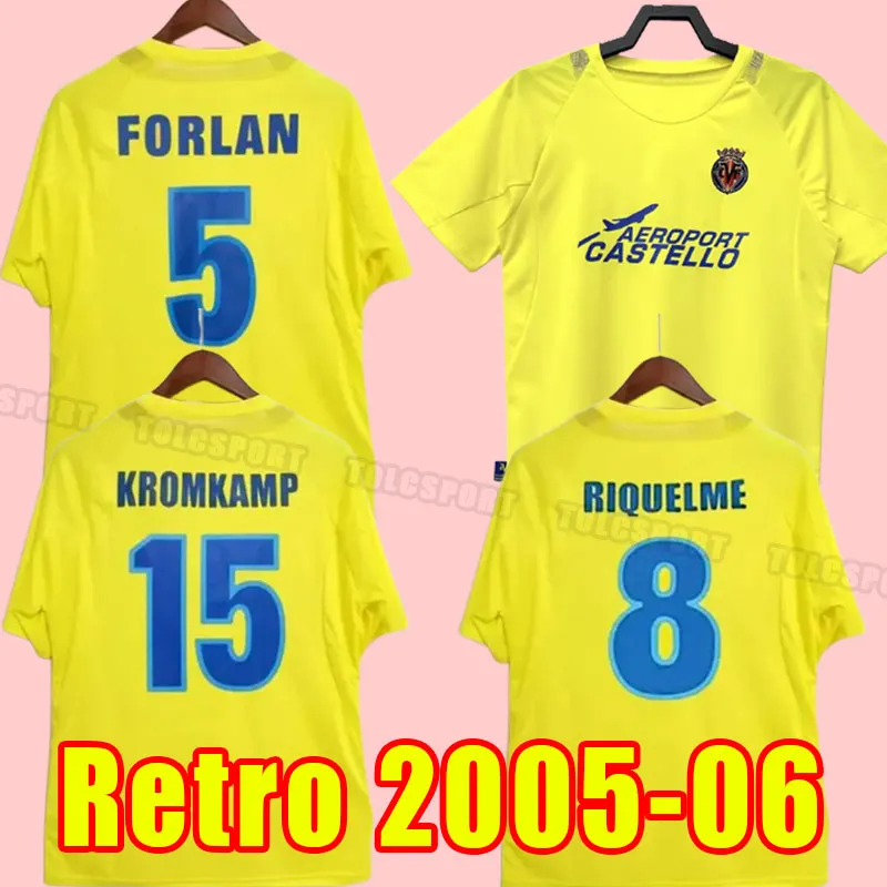 2005 2006 Villarreal Retro Soccer Jerseys Home Yellow 05 06 Classic vintage Camisa de Futebol Riquelme Forlan Kromkamp Football Cirl