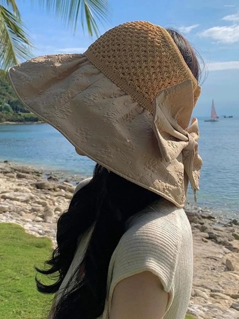 Beralar Geniş Brim Moda Tasarımı Çiçek Büyük Plaj Şapkası Katlanabilir Brimmed Güneş Yaz Şapkaları Kadınlar İçin UV Koruma Balıkçı Kapağı