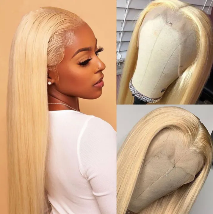 613 Honey Blonde Straight Lace Front Pelucas de cabello humano para mujeres 13x4 HD transparente Lace Frontal peluca Pre arrancada peluca de color