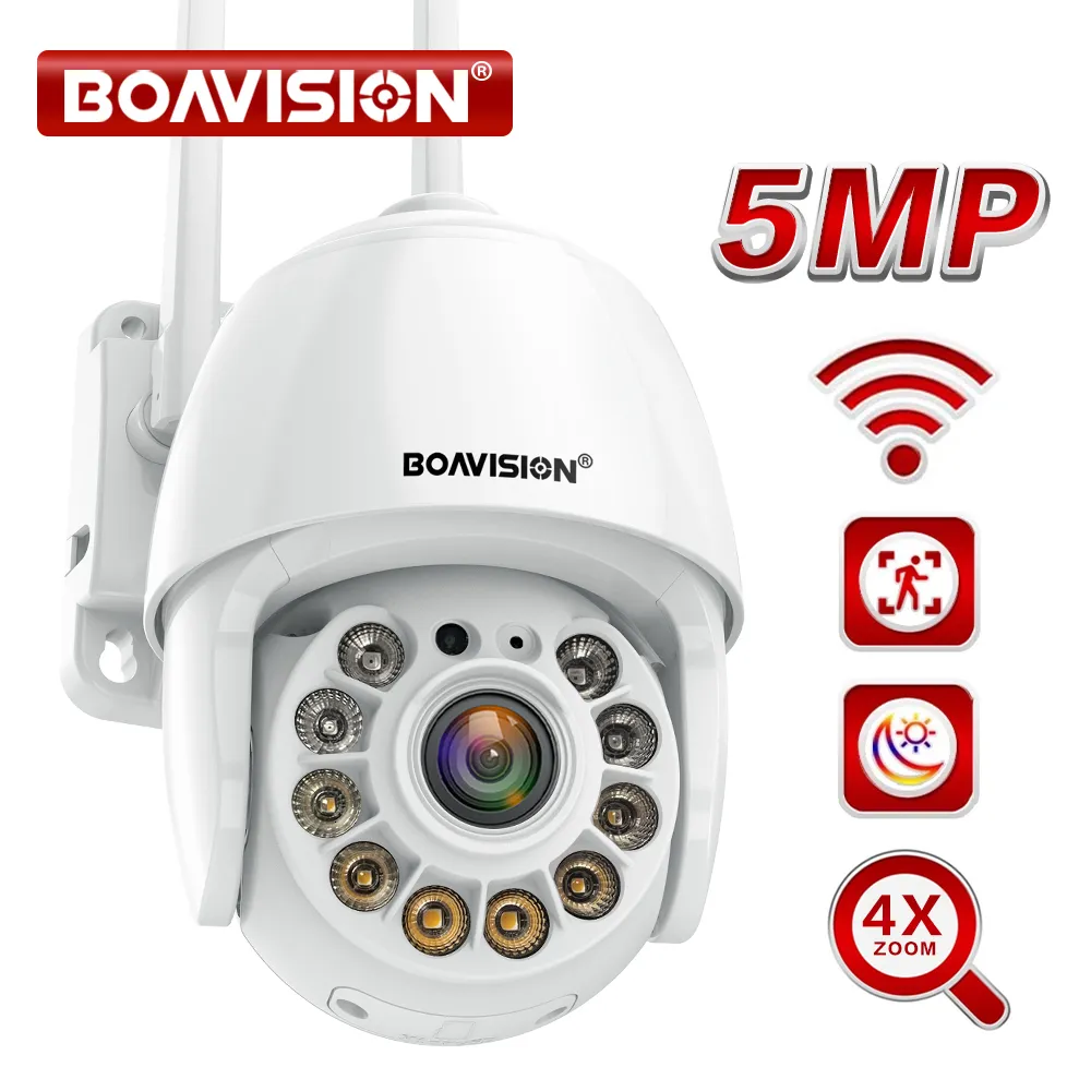 Telecamere IP 5MP 4MP 2MP Telecamera di sorveglianza Wifi Outdoor AI Rilevamento umano Visione notturna a colori Zoom digitale 4X PTZ Mini Telecamera di sicurezza IP 230706