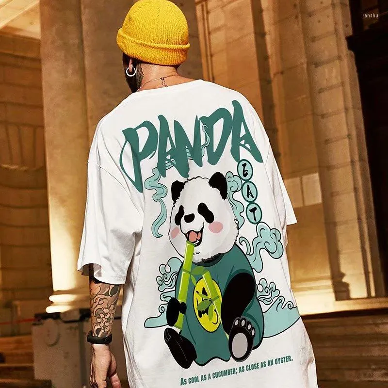 Magliette da uomo 2023 T-shirt cinese Summer Lucky Panda Stampa manica corta Hip Hop Casual Top Street Apparel