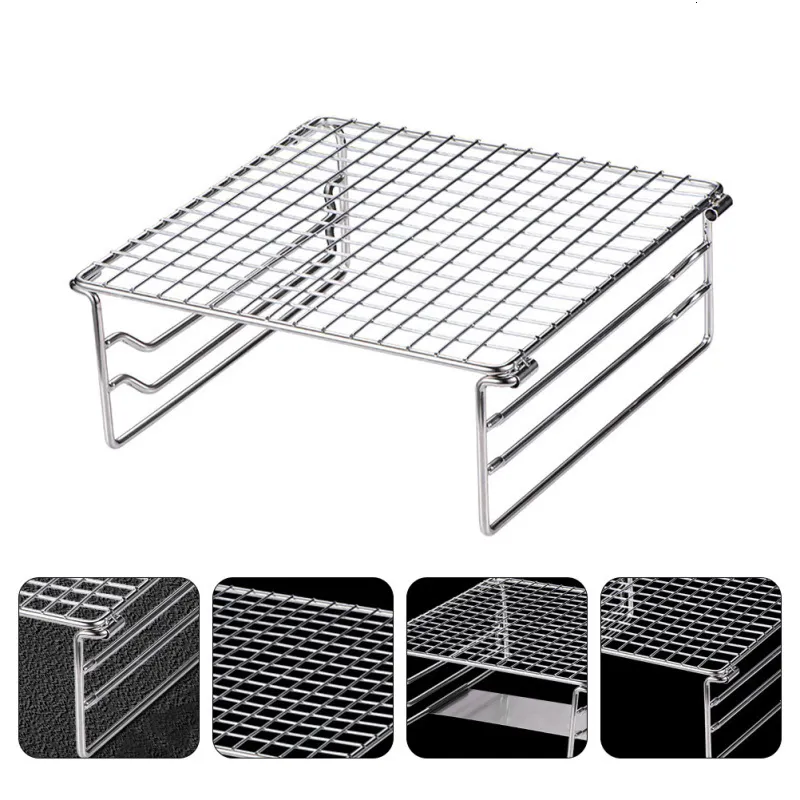 Stainless Steel Portable BBQ Grill Rack: Folding Barbecue Grilling ...