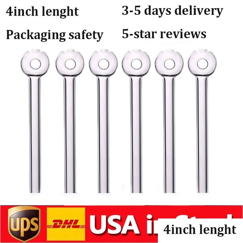 Fajki szklana rura palnika olejowego 4 Cal duża przezroczysta do rurki Bubbler Dot akcesoria do spalania paznokci szybka dostawa do domu G Dhznd