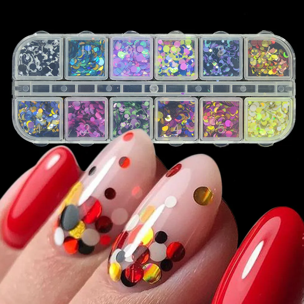 Brokat do paznokci 1 zestaw Mieszany kolor 3D Ultracienkie Cekiny Płatki brokatu do paznokci 123mm Świecący Porady DIY Błyskotka Nail Art Dekoracje TRP 230705